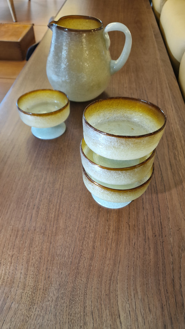 1960s hand blown glass cups&Picher jug