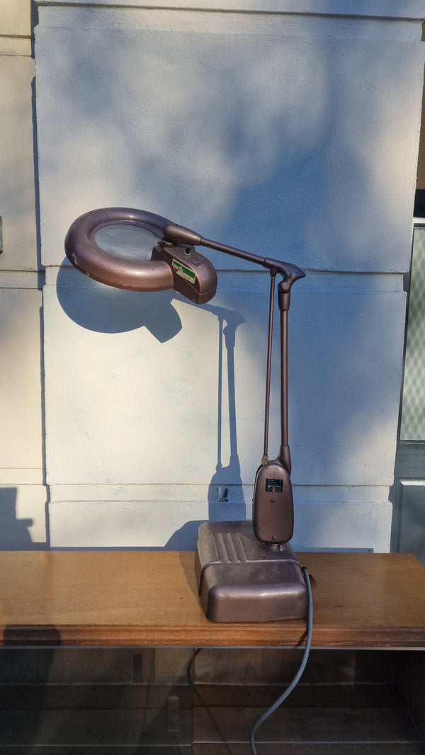Vintage magnifying glass desk lamp