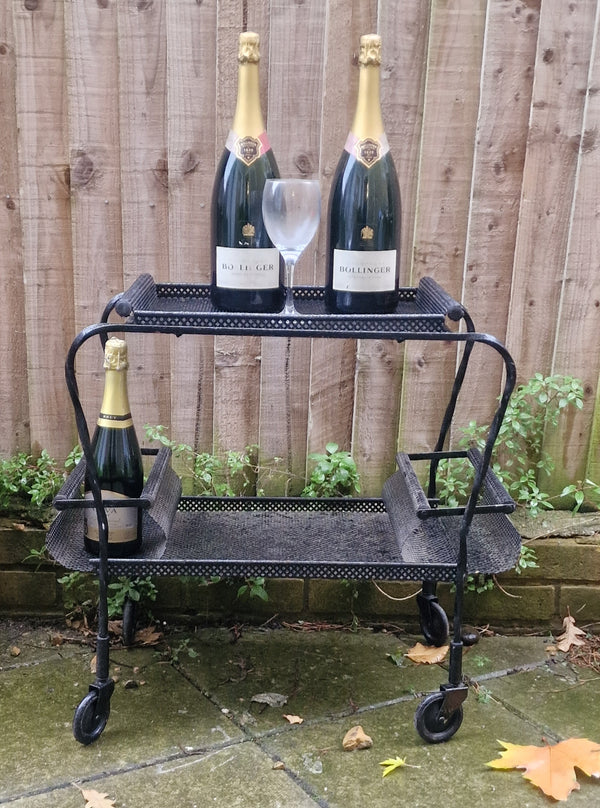 1950s metal  French Bar trolley in the style of Mathieu Mategot