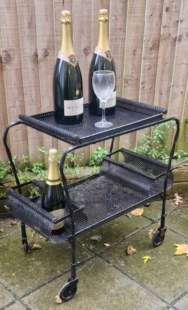 1950s metal  French Bar trolley in the style of Mathieu Mategot