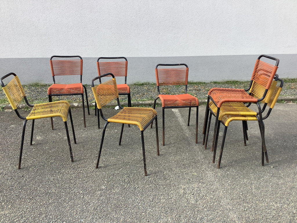 1950s stackable spaghetti chairs