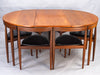 1960s Danish extendable dining table 6 chairs by Hans Olsen for Frem Rojle