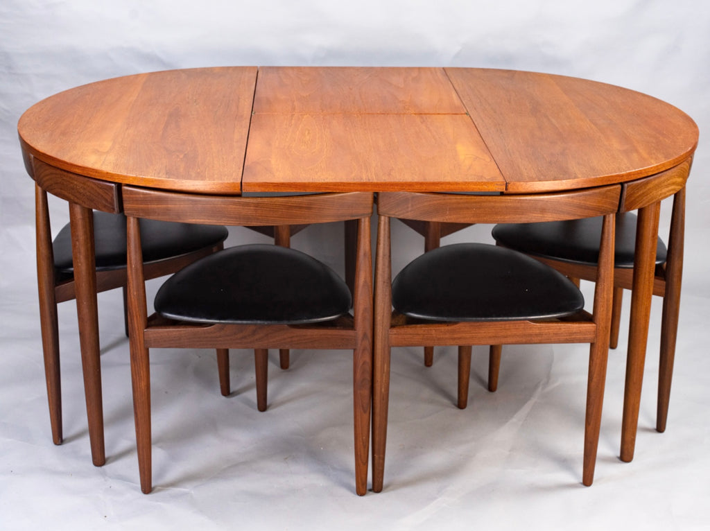 1960s Danish extendable dining table 6 chairs by Hans Olsen for Frem Rojle