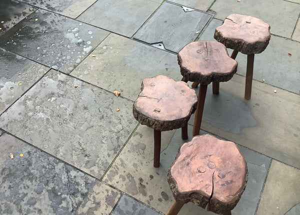 Vintage brutalist primitive stool chopping block