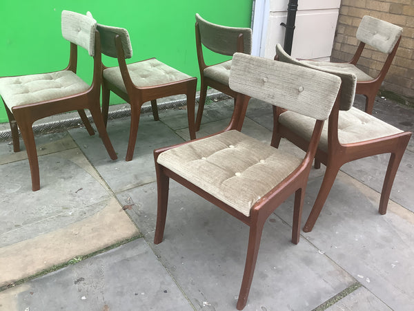A Set of 6 Mid Century Dining Chairs by Vanson for Heals