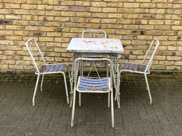 1950’s French Garden table and 4 stackable chairs