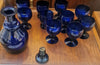 Edwardian Bristol Blue glass-rummers with Decanter