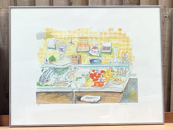 Stephanie Fryer  limited edition print  "Fishstall"