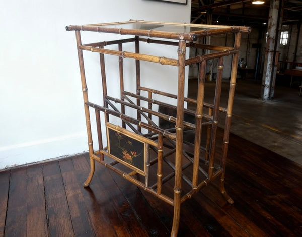 Late 19th Century Hand Painted Tiger Bamboo Side Table