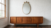 1950s Italian mid-century modern oval wall mirror with classic friezes,