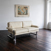 Vintage Pieff Mandarin 2 Seater Cream Leather Sofa Tim Bates 1970s
