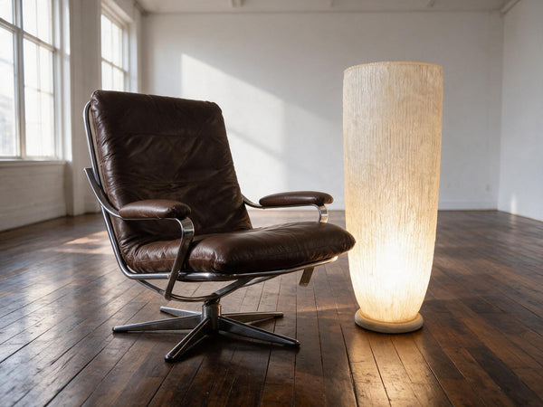 1960s  brown leather Easy chair attributed to Andre Vandenbeuck
