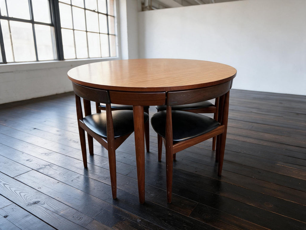 Frem Rojle 1960s dining table and chairs by Hans Olsen