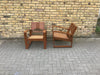 1930s  pair of Burmese Teak and Cane Armchairs,