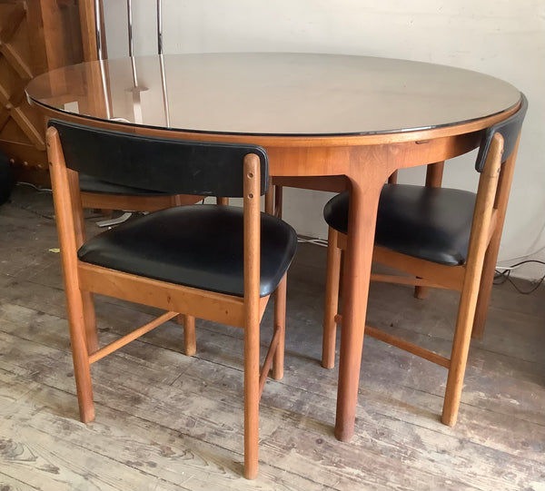 1960’s Mcintoah round extending dining table 4x chairs