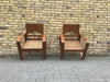 1930s  pair of Burmese Teak and Cane Armchairs,