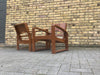 1930s  pair of Burmese Teak and Cane Armchairs,