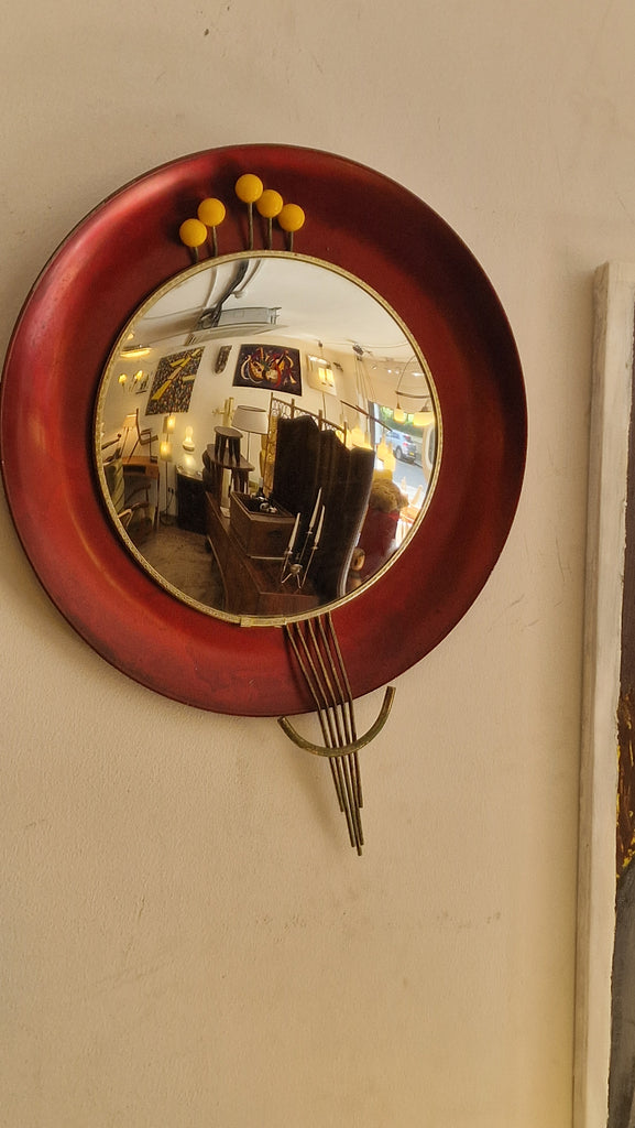1950s Atomic convex wall mirror