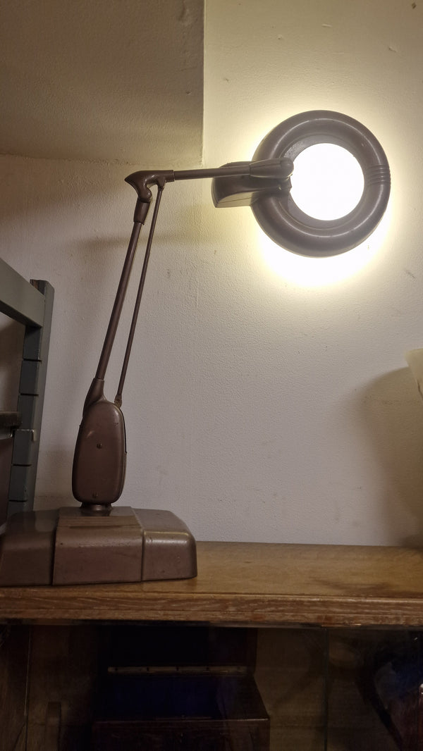 Vintage magnifying glass desk lamp