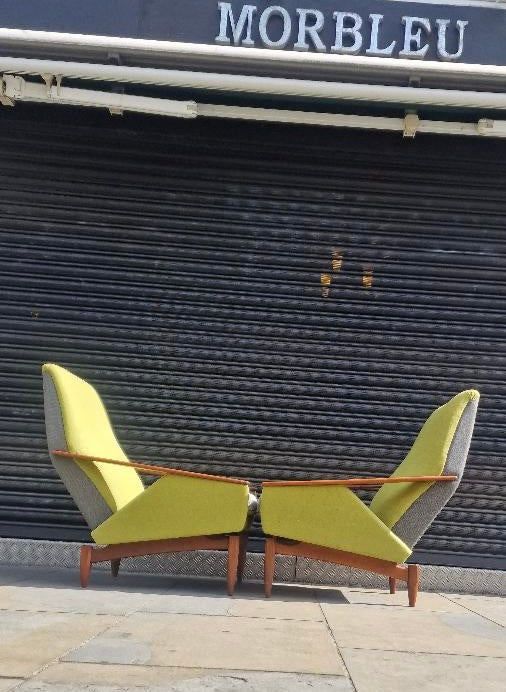 1950s two tone French armchairs