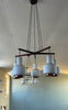 1950's 5 arms opal glass and copper chandelier attribute to Stilnovo