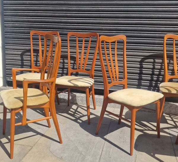 1960s Danish set of 8 dining chairs by Niels Koefoeds
