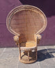 Bohemian Vintage Handcrafted Beige & Black Wicker, Rattan, Reed Peacock Chair