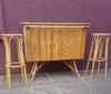 Rattan bamboo bar attributed  Louis Sognot Bar 2 bar chairs