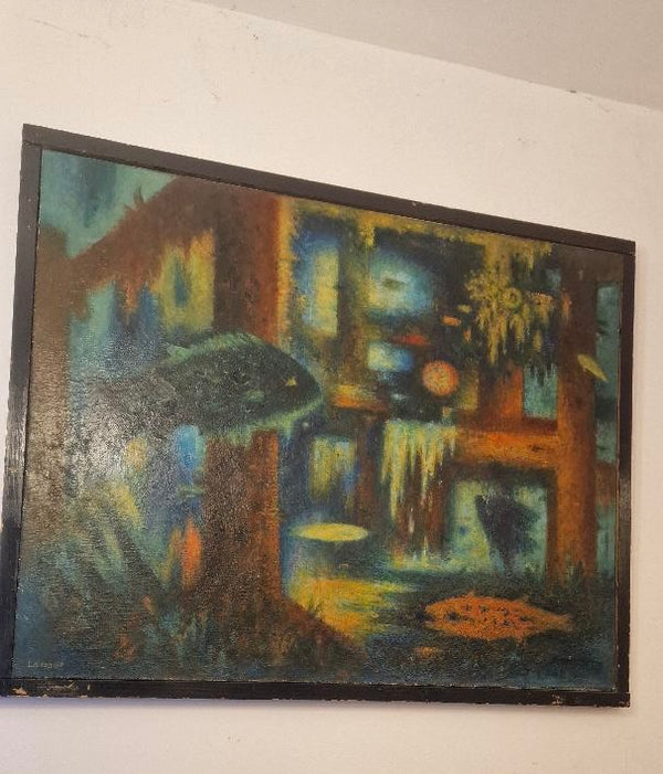 1950's French oil painting by Lamour