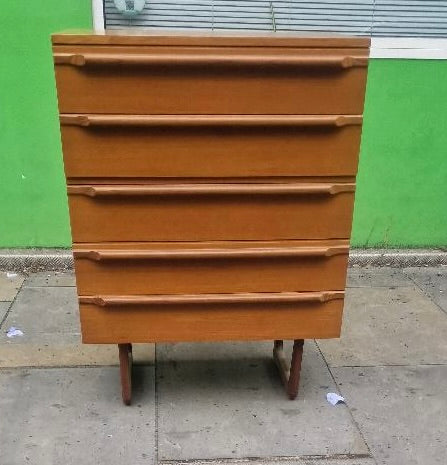 Vintage 1970s Uniflex Gunther Hoffstead Teak Chest of Drawers
