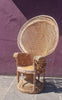 Bohemian Vintage Handcrafted Beige & Black Wicker, Rattan, Reed Peacock Chair
