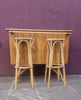 Rattan bamboo bar attributed  Louis Sognot Bar 2 bar chairs