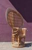Bohemian Vintage Handcrafted Beige & Black Wicker, Rattan, Reed Peacock Chair