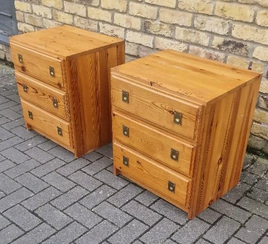 A pair of bedside draws in pine