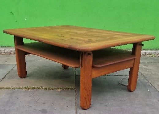 1970s Elm coffee table by Alain Gaubert