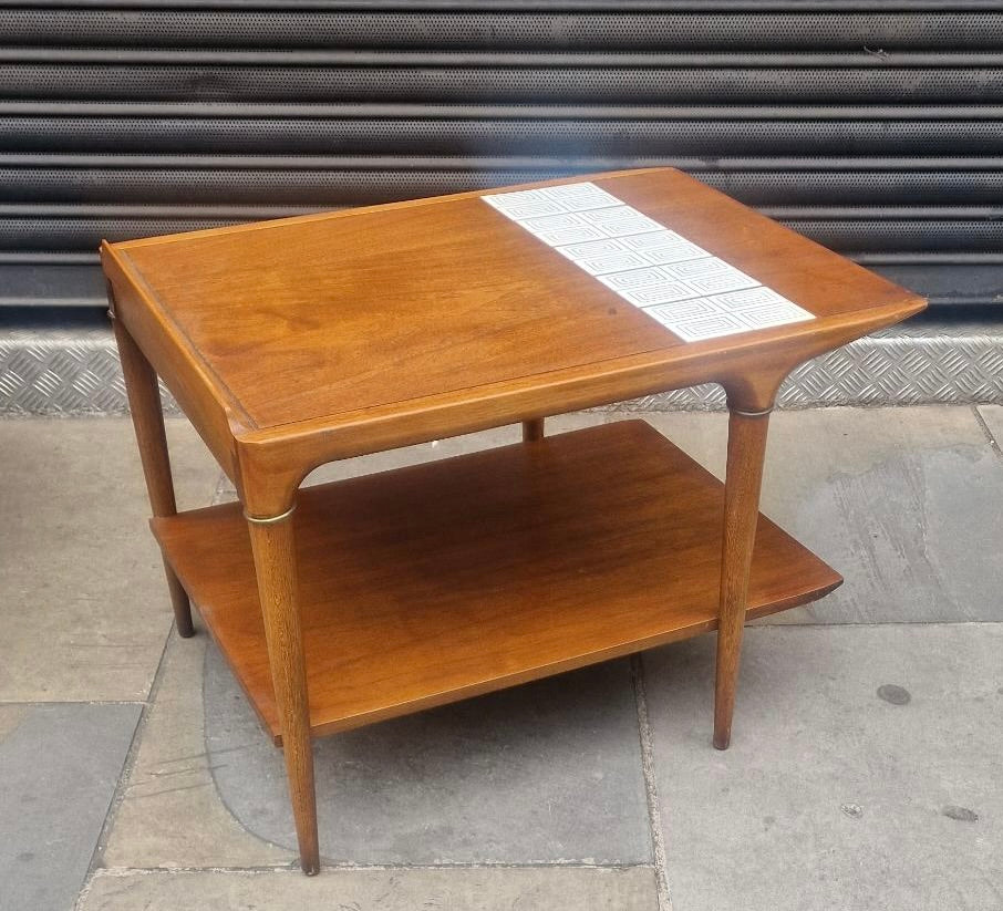 1960s   Walnut End Tables W/Geometric Tiles ZuHaus by Lane