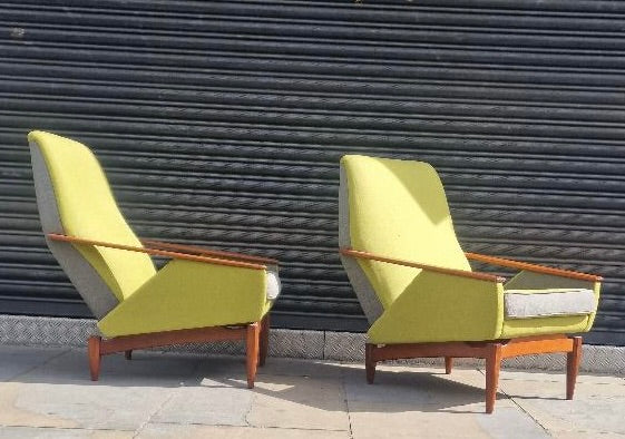 1950s two tone French armchairs