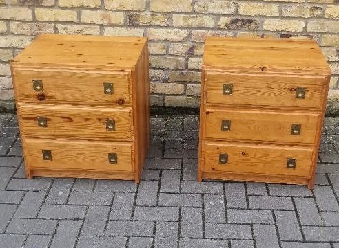A pair of bedside draws in pine