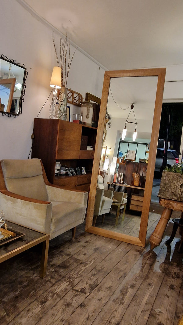 Tall oak mirror