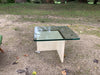 SOLD 1970s  Italian Glass and Travertine coffee table