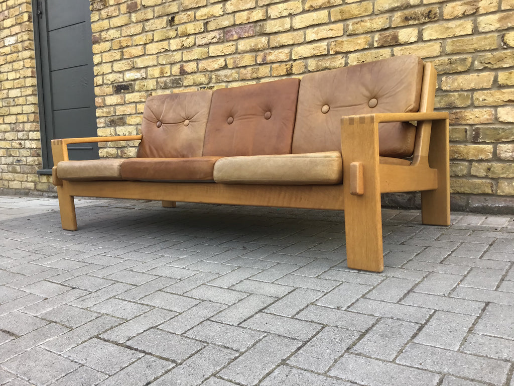 1960’s Asko 3 seater sofa 'Bonanza' 3 seater sofa in solid oak by Esko Pajamies for Asko, Finland 1960s