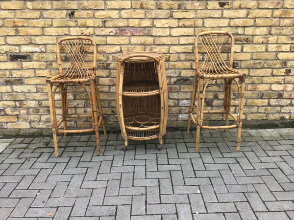 SOLD. 1950’s Italian Bamboo bar set by Bonacina