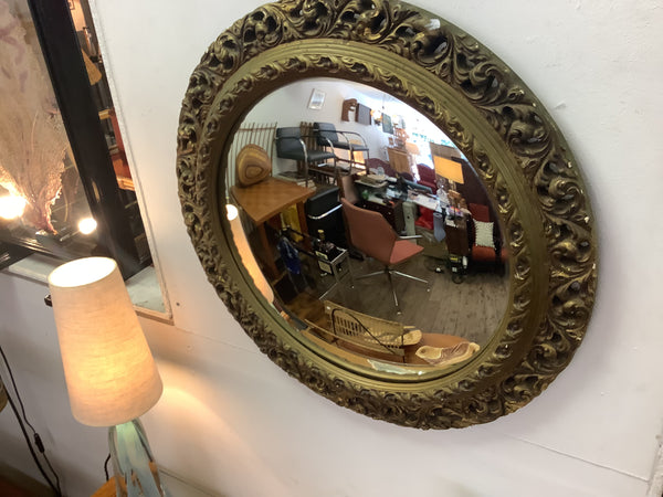 Vintage round convex mirror
