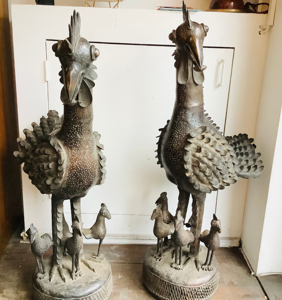 BENIN BRONZE - GORGEOUS COCKERELS