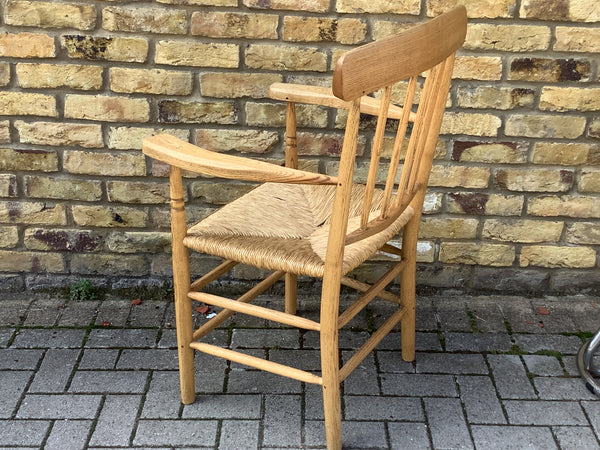 Bespoke crafted wooden rush seated chair