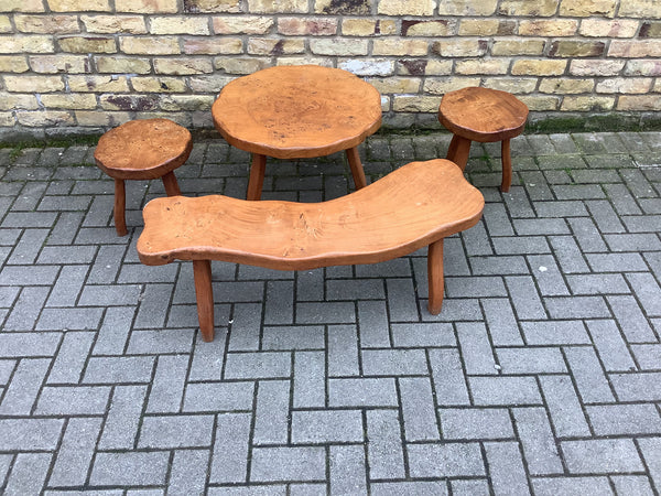 Brutalist maple dining set