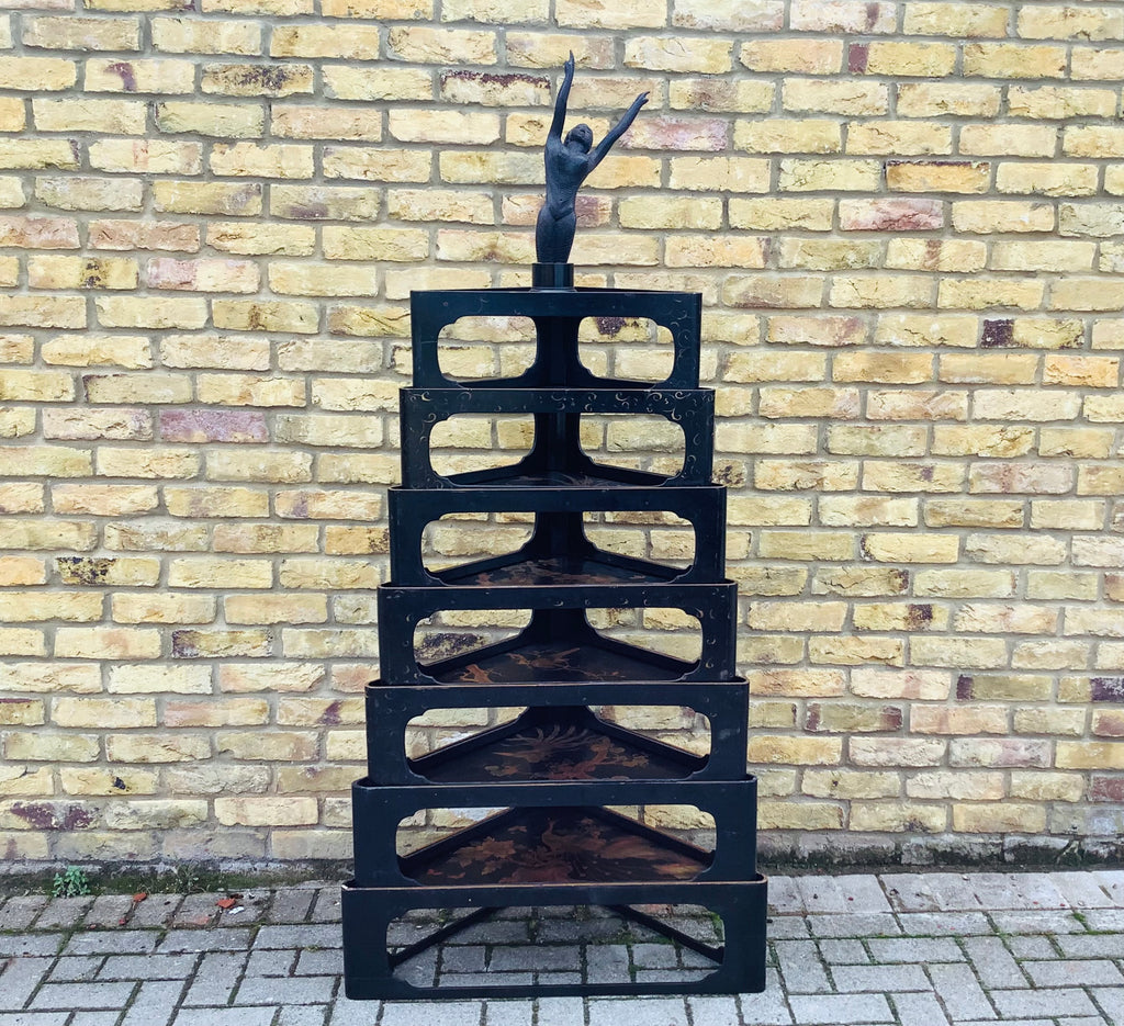 Set of 7 Japanese Lacquered Stacking Tables 19th Century.