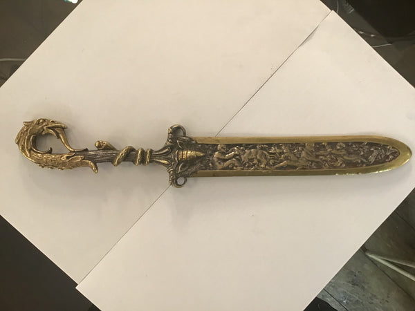 Old Griffin Dragon Serpent Monster bronze letter opener