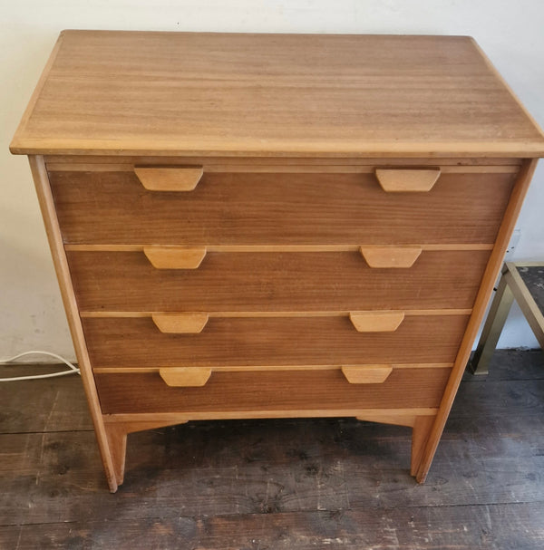 A Rare early 1950's Heals walnut and beech chest of draws