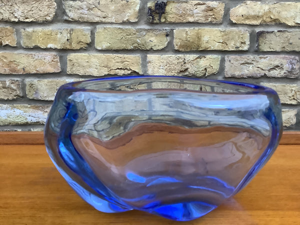 Sapphire Glass Lobed pillow Bowl By Whitefriars